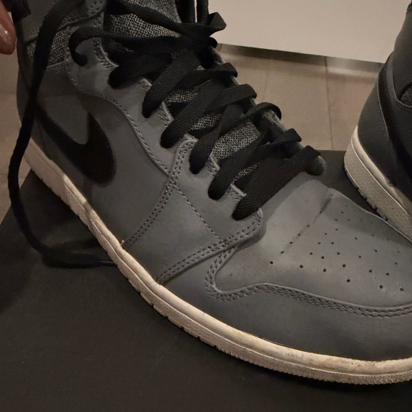 Air Jordan Men's 1 Retro Hugh Top Black and Gray Sneakers - Picture 16 of 16